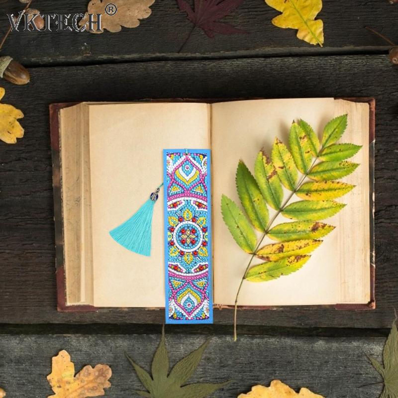 5D DIY Diamond Painting Leather Bookmark Tassel Book Marks Special Shaped Diamond Embroidery DIY Craft Birthday Christmas Gift
