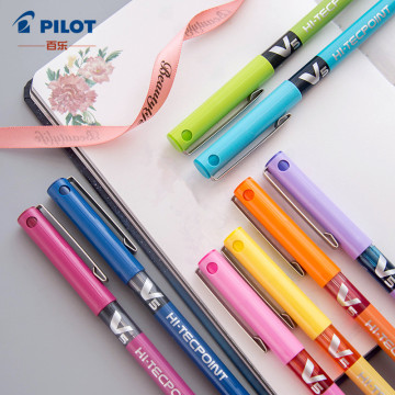 12pcs PILOT BX-V5 Water-based Straight Liquid Gel Ink Pen Stylo Kawaii Office School Pens 12Color Optional Fine Point Tip 0.5mm
