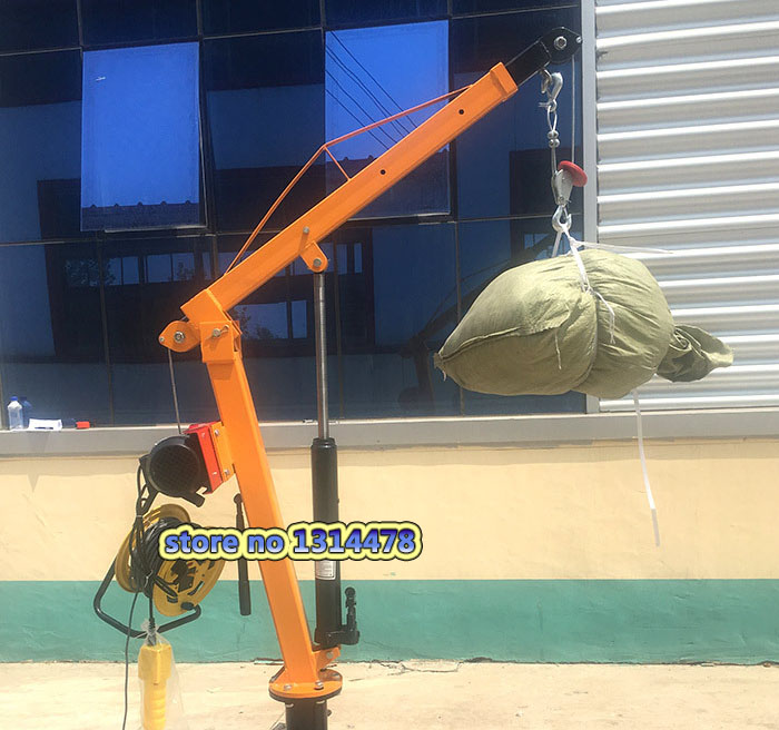 1 Ton Electric Winch Crane with Hydraulic oil cylinder Can 360 Degree Rotate Weight Lifting Machine 6000 LBS Motor