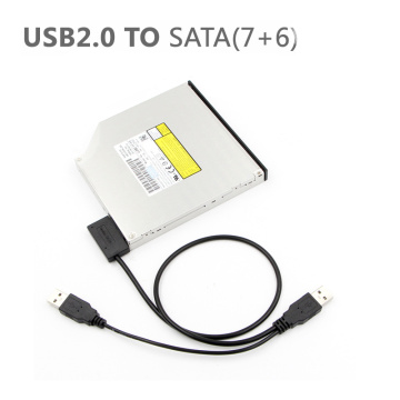 SATA USB 2.0 To 6 7P Cable Converter External Optical Drive Adapter Laptop CD DVD PC Line Transfer Notebook Optical Drive