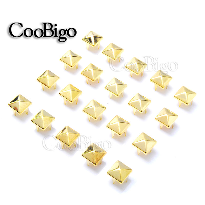 50pcs 7mm Pyramid Studs Rivets Spike Nailheads Punk Rock Leathercraft DIY Bracelets Clothes Bags Shoes Belt Apparel Accessories