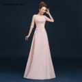 Vestido madrinha new Scoop neck lace chiffon half sleeve A Line turquoise pink purple royal blue red bridesmaid dress long