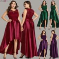 Plus Size Cocktail Dresses Ever Pretty Elegant Lace A-line Sleeveless High Low Burgundy Satin Short Party Dresses with Sashes