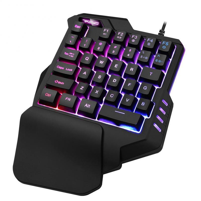 One-Handed Left Hand Mechanical Wired Gaming Keyboard LED RGB Backlight Gaming Keypad Game Controller Computer Peripherals