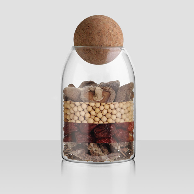 Ball Cork Lead-Free Glass Jar Sealed Coffee Storage Bottle Transparent Spice Jar Cork Bottle Storage Can Grains Container