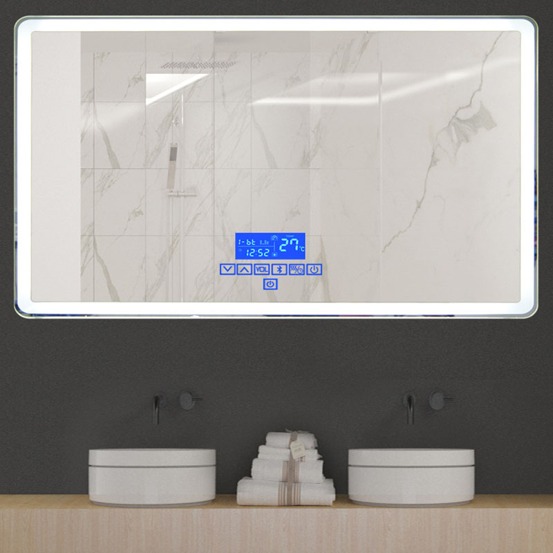 70x90cm LED Smart Bathroom mirror High Lumen Adjustable Warm&White Light+bluetooth+Anti Fog+Dimmable Touch