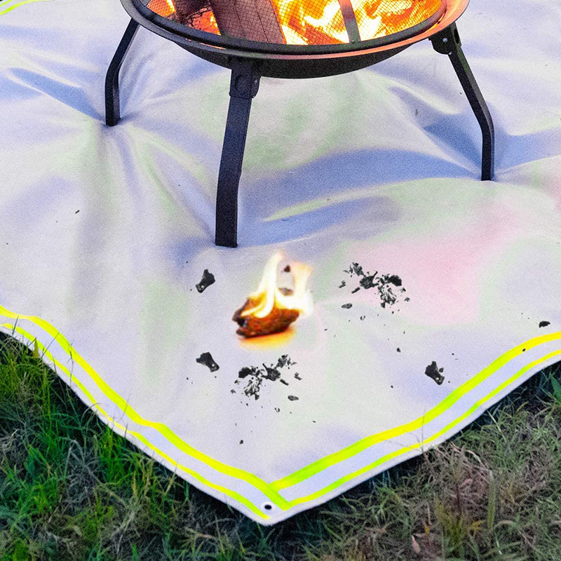 Fire Pit Mat Visible at Night Protection Grill Patio Fireproof Mat Deck Protector Under Grill Mat for Wood Burning Fire