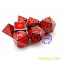 Bescon Deluxe Glossy Black and Fire Red Enamel Solid Metal Polyhedral Role Playing RPG Game Dice Set of 7 w/ Free Drawstring Bag