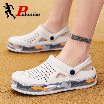 PULOMIES Summer Men Slippers Sandals Massage Clogs Outdoor Garden Shoes Men Pool Sandals Bathroom Slides Mules Beach Slippers