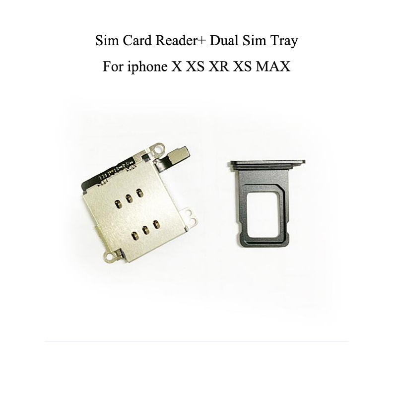 2pcs=1set For iPhone XR Dual SIM Card Reader flex cable +SIM Card tray Holder Slot Adapter Replacement