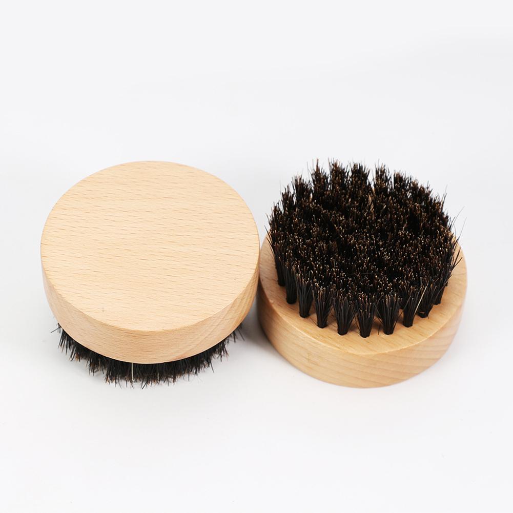 Portable Men Wooden Round Handle Face Hair Mustache Beard Shaving Brush Comb