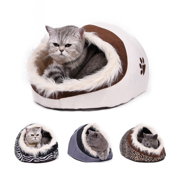 Warm Cozy Pet Bed Dog & Cat Beds House Winter Sleeping Bag Portable Indoor Nest Puppies Tent with Removable Cushion Collapsible