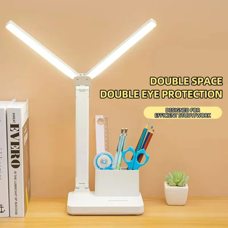Modern Double Head Touch Control Desk Lamp