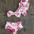 One Shoulder Bikini Set 2020 Sexy Ruffle Swimwear Women Swimsuit High Waist Bathing Suit Beachwear Red Print Biquini female