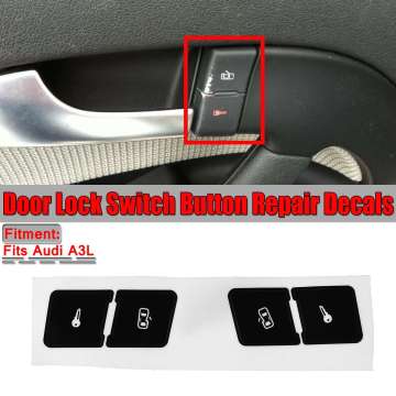 Left+Right Matte Black Car Door Lock Control Switch Button Repair Stickers Decals For Audi A3L Fixed Ugly Button Car Stickers