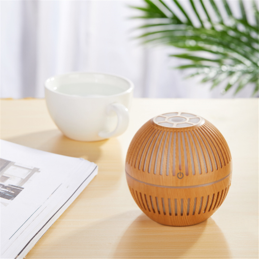 130ML wood grain hollow air humidifier, essential oil diffuser, automatic shut off without water, small and exquisite