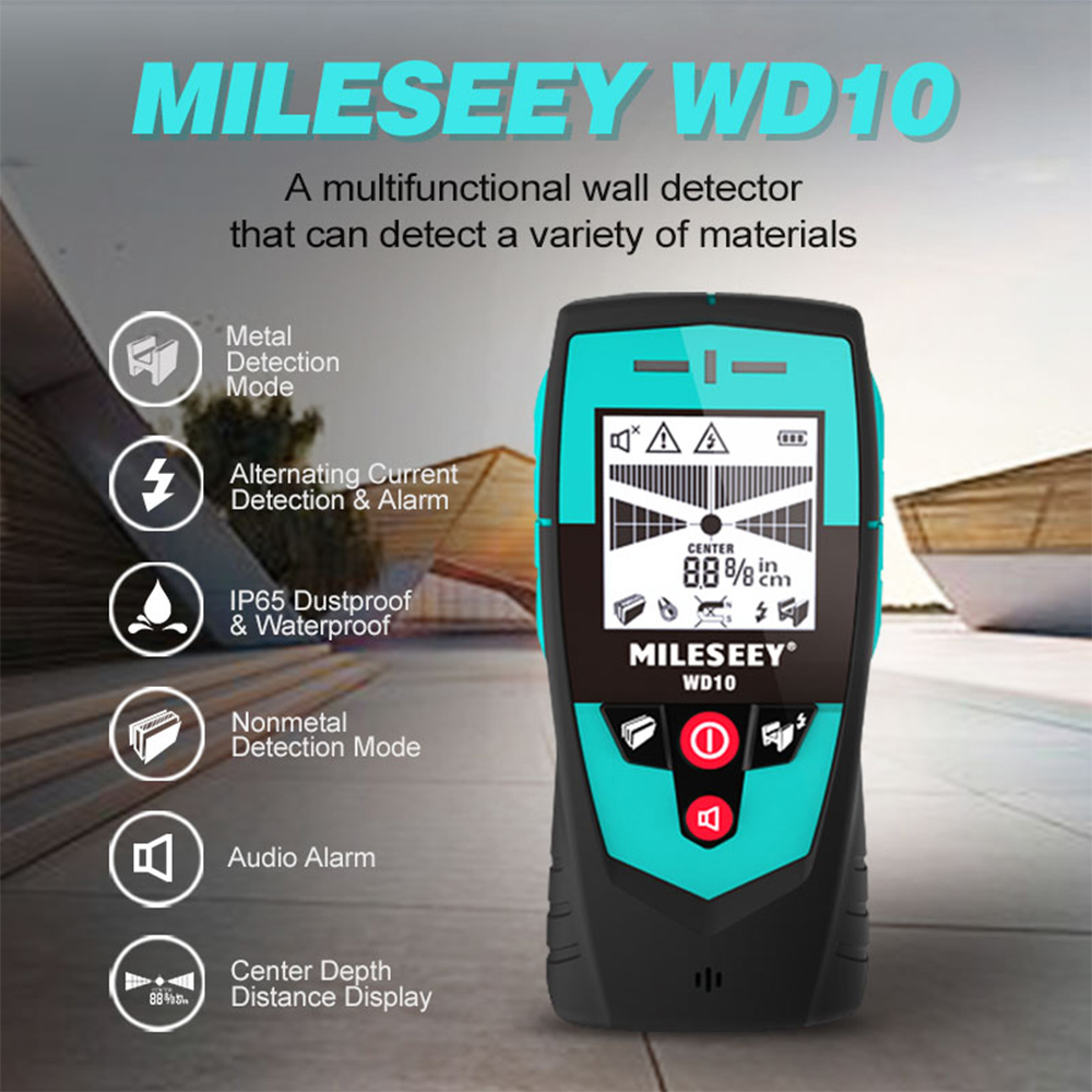 Mileseey 2.2-inch Stud Finder Wall Scanner Wire Detector Wall Detector AC Detection Metal/Non-metal Detect Dual Indicator