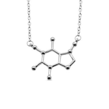 Serotonin Caffeine Molecule Necklace Chemistry Science Structure Element Coffee Tea Chocolate Molecular Pendant Chain Necklaces