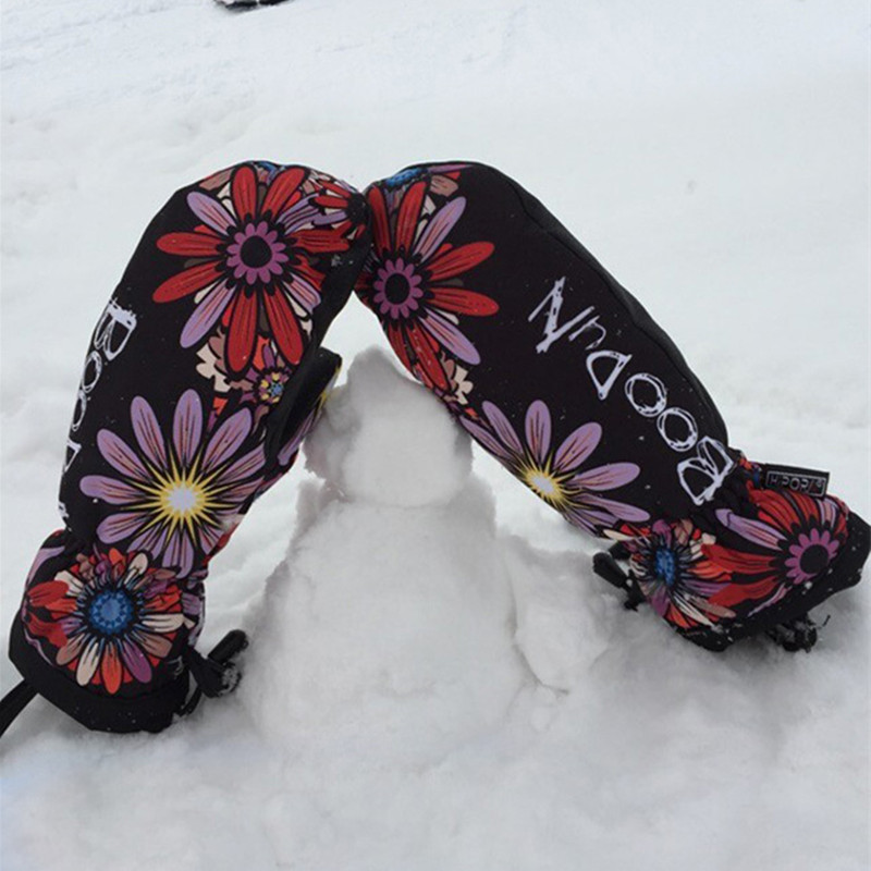 Winter Ski Gloves Women Warm Waterproof Windproof Snow Skiing and Snowboarding Sports Gloves Antislip PU Palm Snowboard Mittens