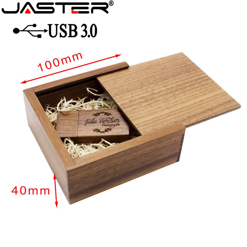 JASTER USB 3.0 walnut maple wood Photo Album usb+Box usb flash drive Pendrive 64GB 16GB 32GB Wedding gift box (105mm*95mm*40mm)