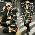 Girls Cotton-padded Outerwear Camouflage Coats Winter Children Warm Clothes Fashion Fur Collar Girls Jacket 4 6 8 10 12 13 Years