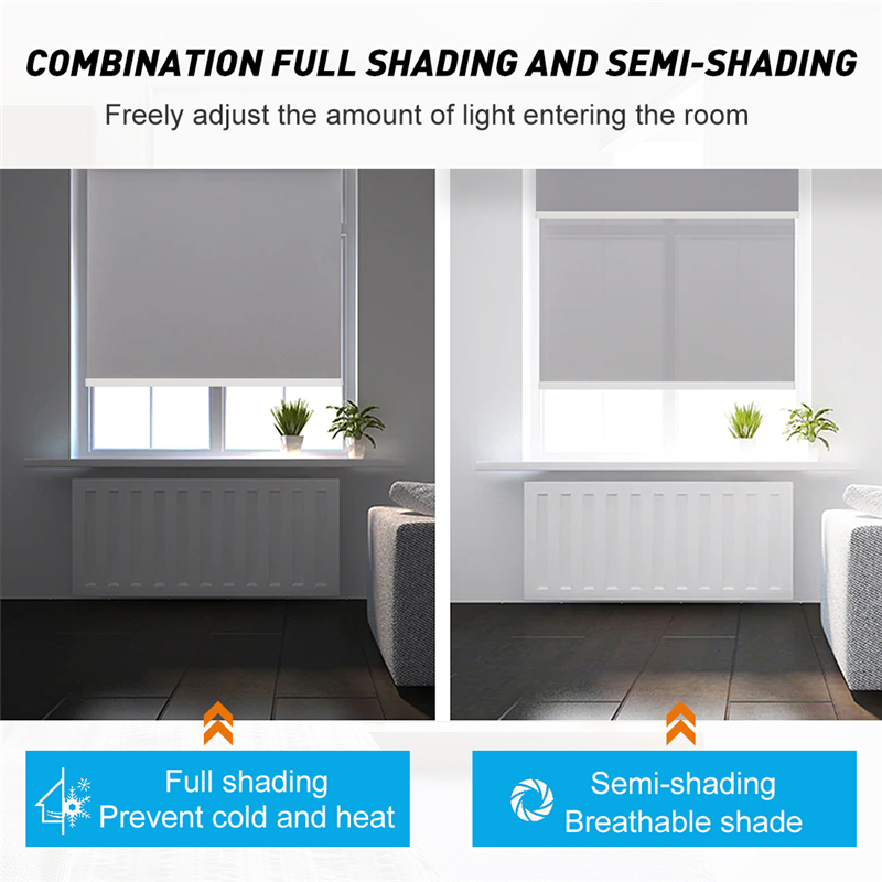 Blackout Shades Roller Blinds For Windows Sheer Dual Roller Window Blind Compatible Blackout And Light Filtering Double Shutter