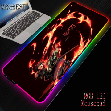 MRGBEST Popular Anime Demon Killer Kimetsu No Yaiba Large RGB Lockedge Mouse Pad Computer Desk Mat Speed Rubber Non-slip Carpet