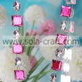 Clear & Red,Square & Oval Sparkle DIY Glass Crystal Spacer Bead Garland Curtain Wedding Backdrop Window Door Curtain