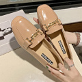 2020 New Women Pumps Korean Student Low Heel Metal Buckle Loafers Fashion Square Head Ladies Shoes Comfortable Women Shoes