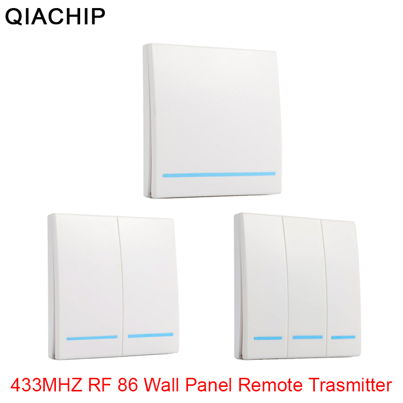 QIACHIP 433Mhz 86 Type Portable RF Wireless Switch Light Remote Control Switch AC 110V 220V Receiver Smart Switch Wall Panel