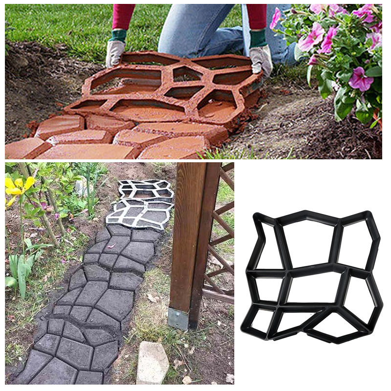 Garden Paving Molds DIY Plastic Walk Manually Road Path Maker Garden Propylene Paving Cement Brick Stone Concrete Mould