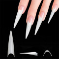 500pc/Box Stiletto Nail Tips Clear/Natural False Fake Nails French Artificial False Nail Tips Design Extra-Long Fingernail Claw