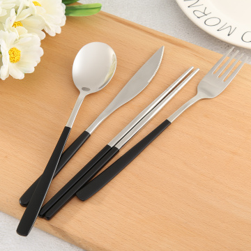 Portable Travel Tableware Set Stainless Steel Dinnerware Cutlery Box Kitchen Fork Spoon Dinner Cutlery School Picnic Camping