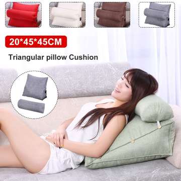 Reading Pillow Stereo wedge Shape Backrest Pillow Waist Cushion Washable Cotton Linen Sofa Cushions Bed Rest Maternity Lounger