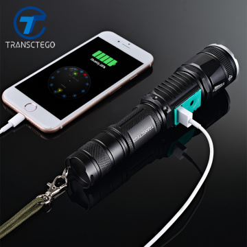 military police use flashlight waterproof T6 long range rechargeable LED light riding hunting torch tactical flashlight 18650