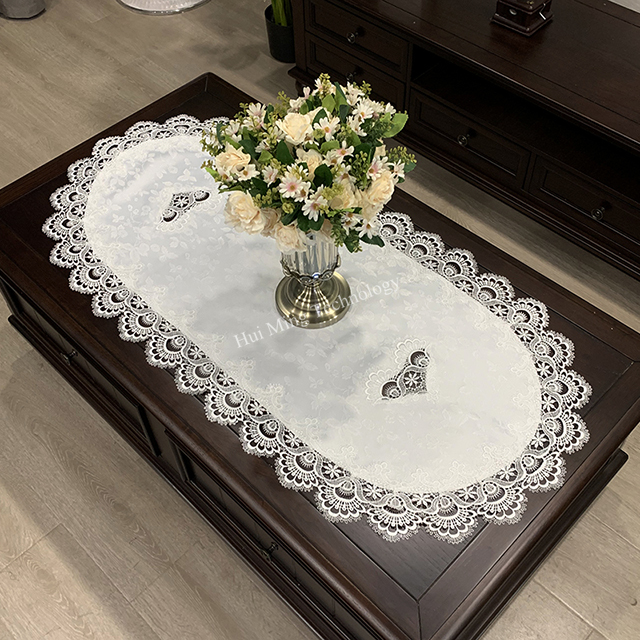 European Oval Tablecloth Table dinning table cover embroidered Polyester yarn flower Fabric Living Room Table Mat Lace Modern