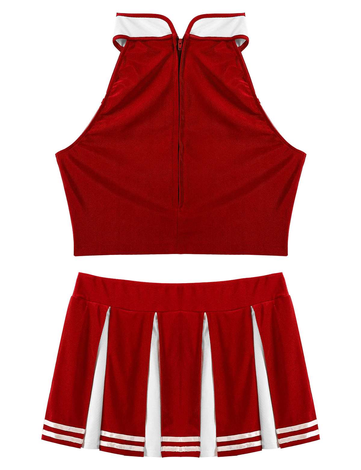 Women Adults Cheerleader Uniform Performance Outfit Japanese Schoolgirl Cosplay Costume Sleeveless Crop Top Mini Pleated Skirt