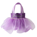 Purple happy birthday gift bag with skirt shape