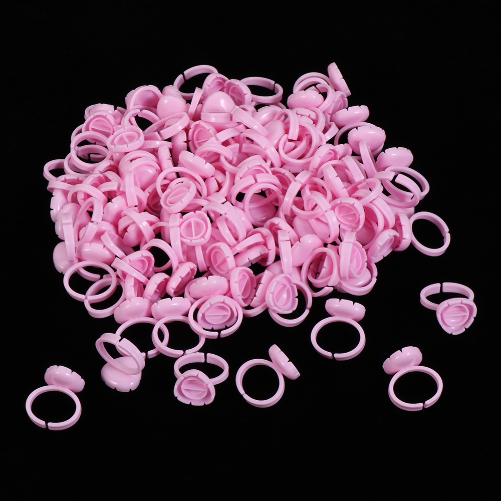 100Pcs Disposable Rings for Eyelashes Extension Finger Glue Ink Holder Easy to Make Volume Fans Lashes Tattoo Nail Art Adhesive