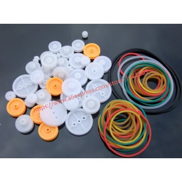 1 Set Different Type Mini Micro Pulley Rubber Transmission Belting Rack Reduction Plastic Pulley For Technology Model Making