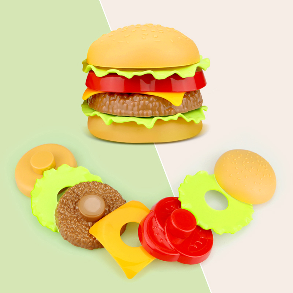 Kids Simulation Food Hamburger Hotdog Kitchen Toy Set DIY House Pretend Play Miniature Snack Burger Educational Game Toys Gift