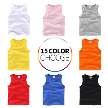 New Children Baby Boys Vest T-shirt Solid Color For Kids Girls Casual Sleeveless Cotton Tshirts Summer Children Baby Undershirt