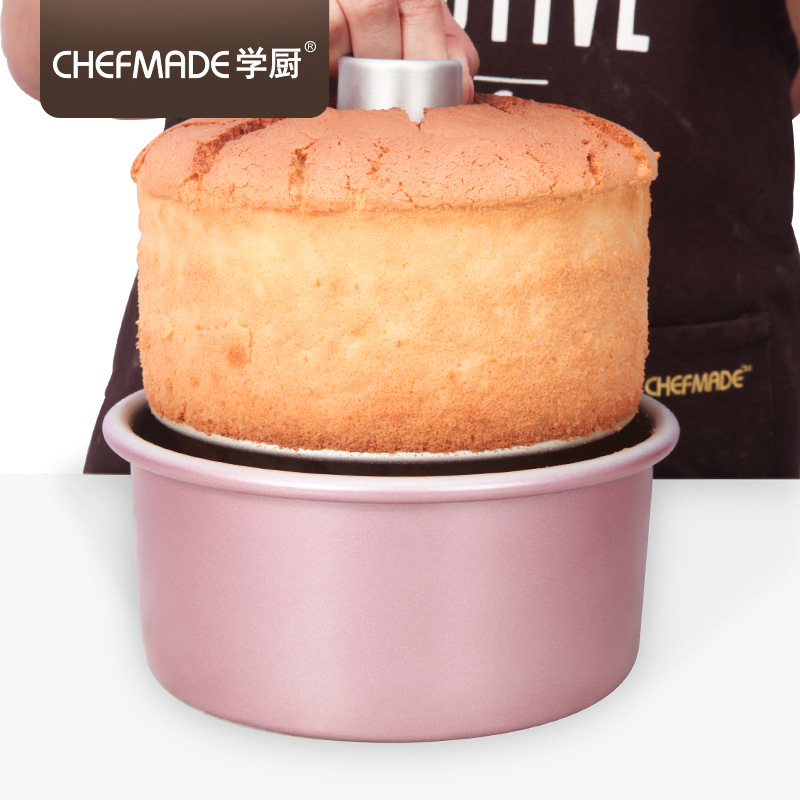 CHEFMADE Pink Lady 4-6-8 Inch Anode Round Household Baking Cake Mold Rose Gold Bottom Sponge Cake Moulds Oven Baking Tools