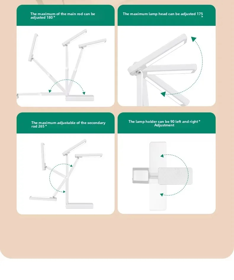 Rechargeable Folding Desk Lamp, Clock Reading Desk Lamp