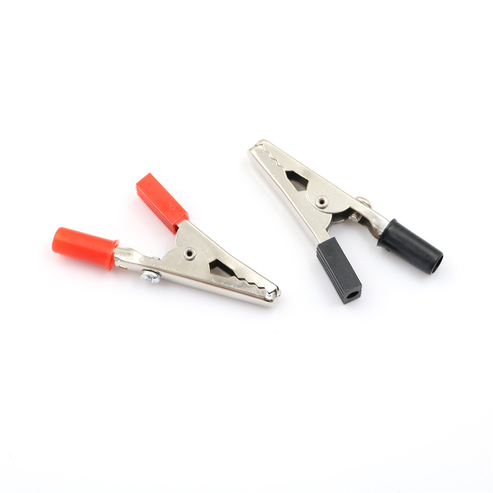 50pcs Insulated Crocodile Clips Plastic Handle Cable Lead Testing Metal Alligator Clips Clamps 55mm Length