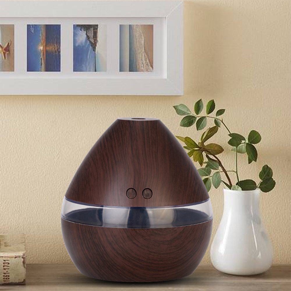 Wood Grain Air Humidifier 300ML Ultrasonic Cool Water Diffuser with LED lamp Mini USB Aroma Mist Maker Fogger Humidificador