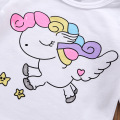 4 Pieces Newborn Infant Baby Girl Clothing Sets 2021 Spring Unicorn T-shirt+Star Castle Pants+Hat Babe Bebe Girls Clothes Outfit