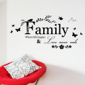 % Family where life begins love nevev ends quote wall stickers flower butterfly bird vinyl home decoration bedroom living room