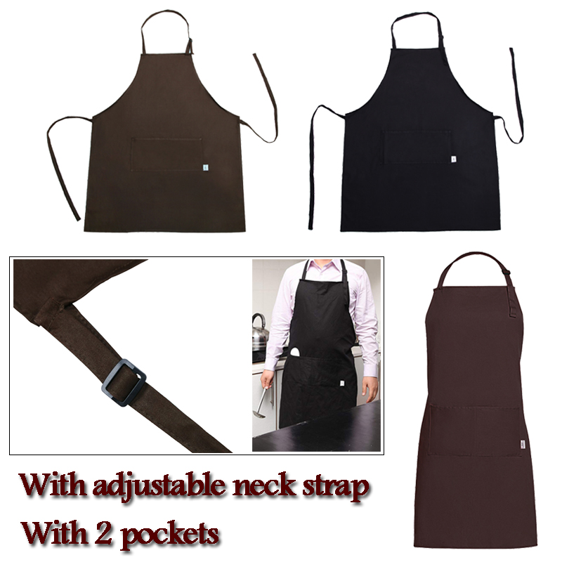 Kitchen Apron 100% Cotton Hairdresser Chef Cooking Aprons For Women Men With Pockets And Adjustable Neck Straps