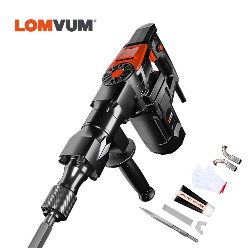 LOMVUM 220V Demolition Hammer Indurstial with BMC Accessories Impact Drill Power Drill Electric Drill